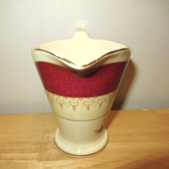 Creamer and Sugar Bowl Burleigh Ware Burgess & Leigh 5594 Burgundy Zenith Shape - Picture 12 of 16